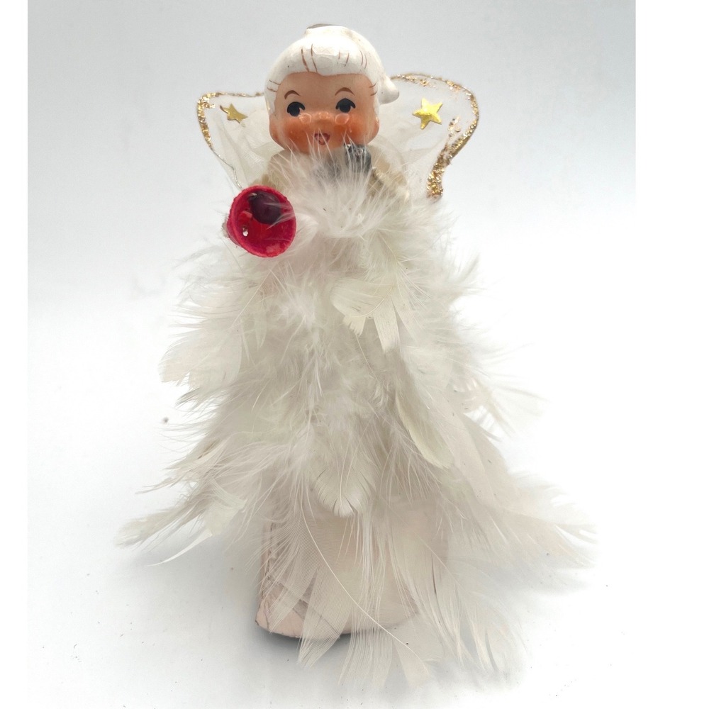 Holt Howard Feather Angel Vintage Christmas Tree Topper Grannycore Kitsch